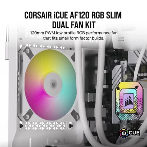 Corsair iCUE AF120 RGB SLIM 120mm Cabinet Fan – White (Twin Pack)